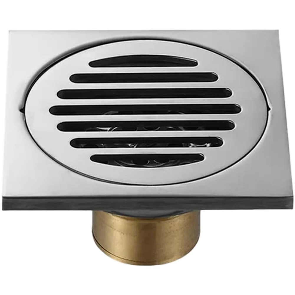 

Stainless Steel Shower Drain Grid Cover with Copper Water Seal and Removable Hair Filter for Efficient Drainage