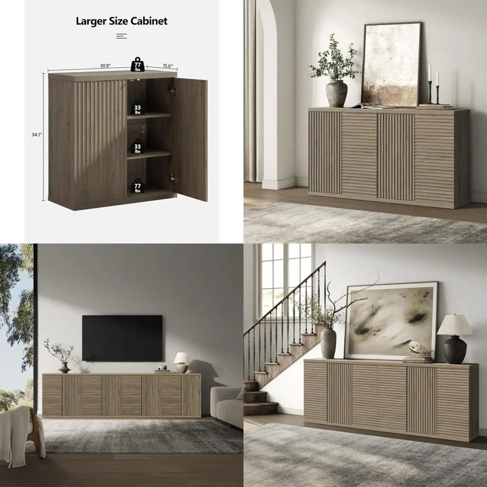 

Buet Cabinet with Storage Accent Sideboard ern Crza with Do& Shelves luted Media ole Century Coee Bar Table or Living Room Kitch