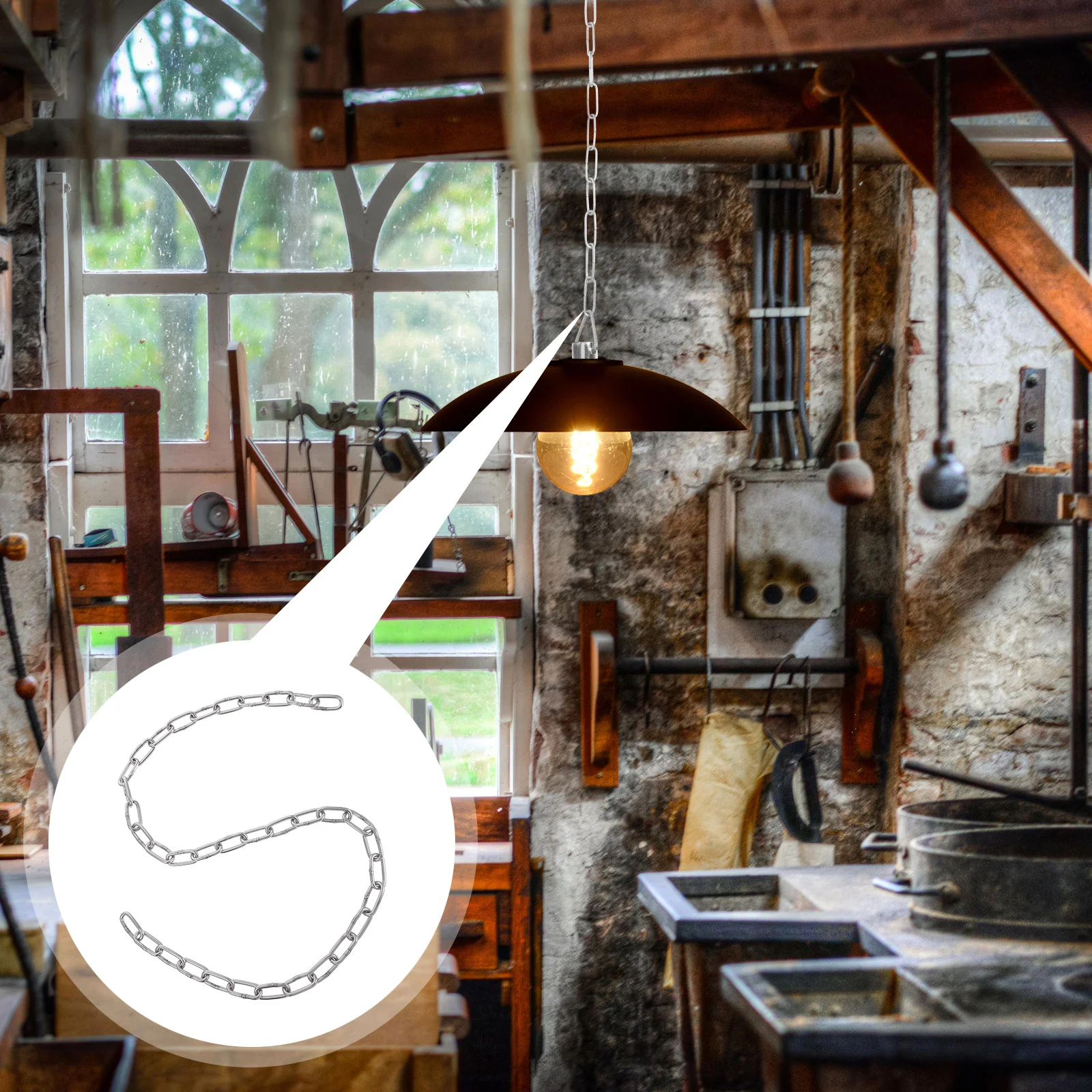 

304 Stainless Steel Chain 4mm Thick Heavy Duty Versatile Hanging Chain for Dog Leash Clothesline Chandelier Security Camping