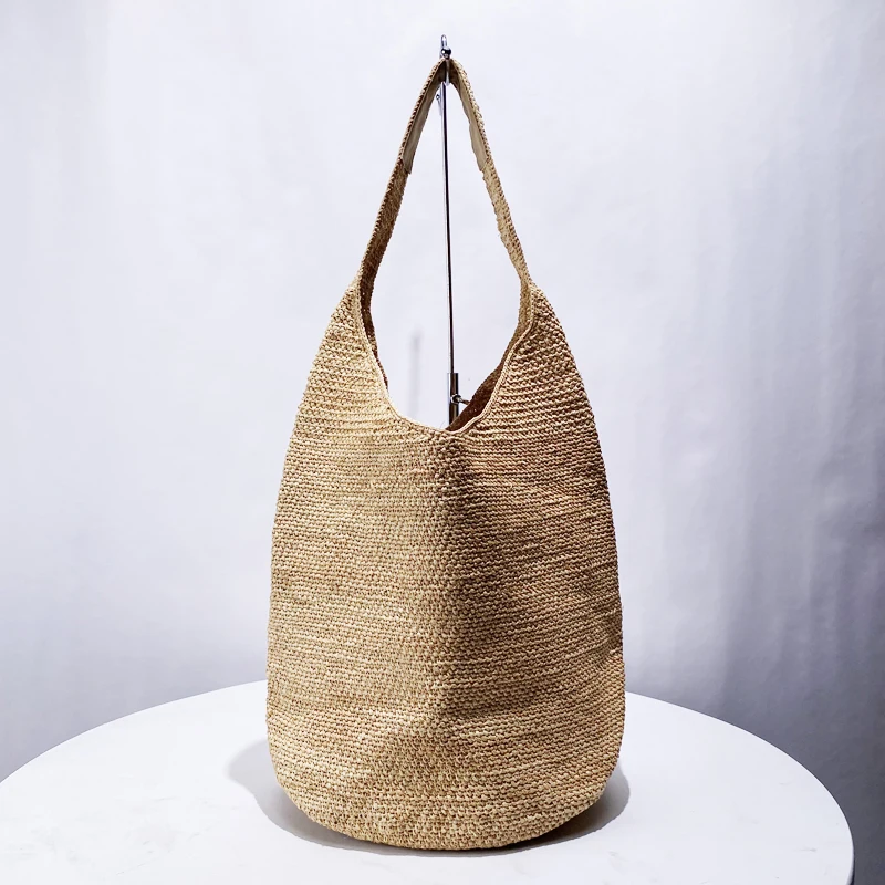 Bohemian Large Capacity Straw Bucket Bags For Women Luxury Designer Handbag And Purses 2024 New in Underarm Beach Shoulder Tote