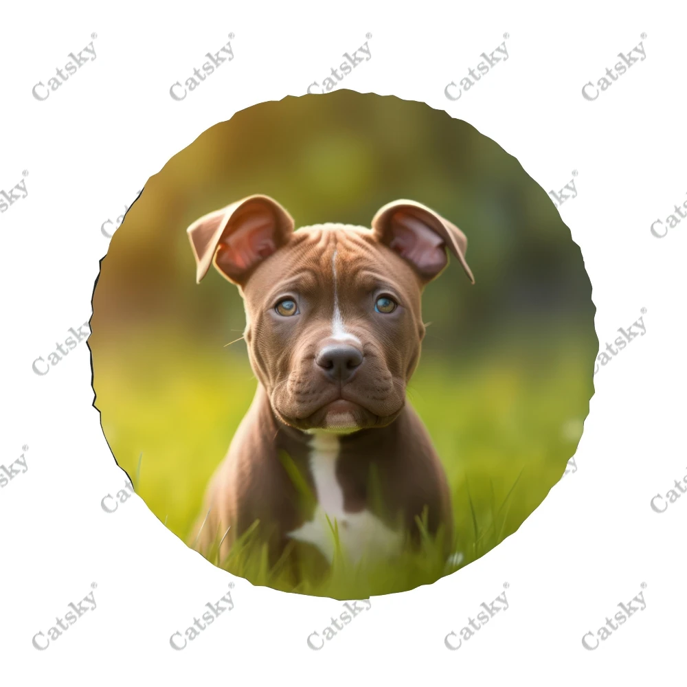 Staffordshire Bull Terrier Dog Polyester Universal Spare Wheel Tire Cover Wheel Covers for Trailer RV SUV Truck Camper