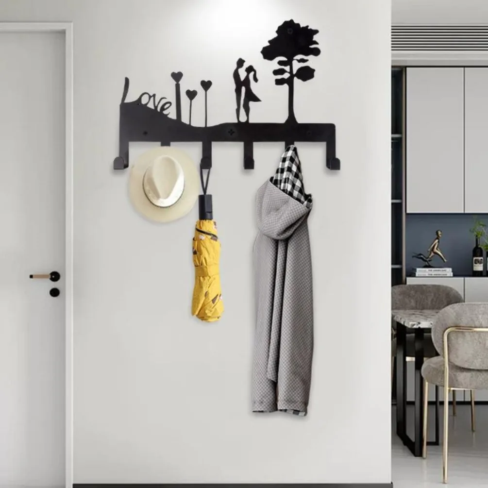 Décoration Murale Métallique en Fer Forgé « Couple Amoureux » – Support Clés, Art Mural Intricat pour Entrée, Décoration Romantique, Cadeau