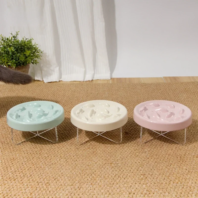 Pet Cat Bowl Raised Anti-choke Food Plate Pet Slow Food Bowl for Medium Small Cats Feeder Protect Stomach OEM Drop Shipping