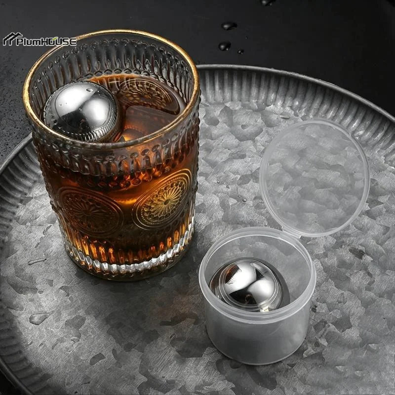 38/55MM Reusable Round Stainless Steel Ice Cubes Cooling Metal Ice Balls Set Wine Beer Cooler Stones Party Bar Tool Accessories