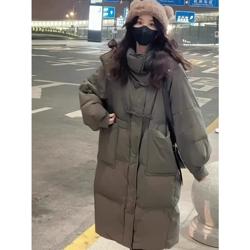 Thick Down Cotton Jacket for Women, Medium to Long Size, Small Body, High-end, Niche, Korean, Winter, New, 2024