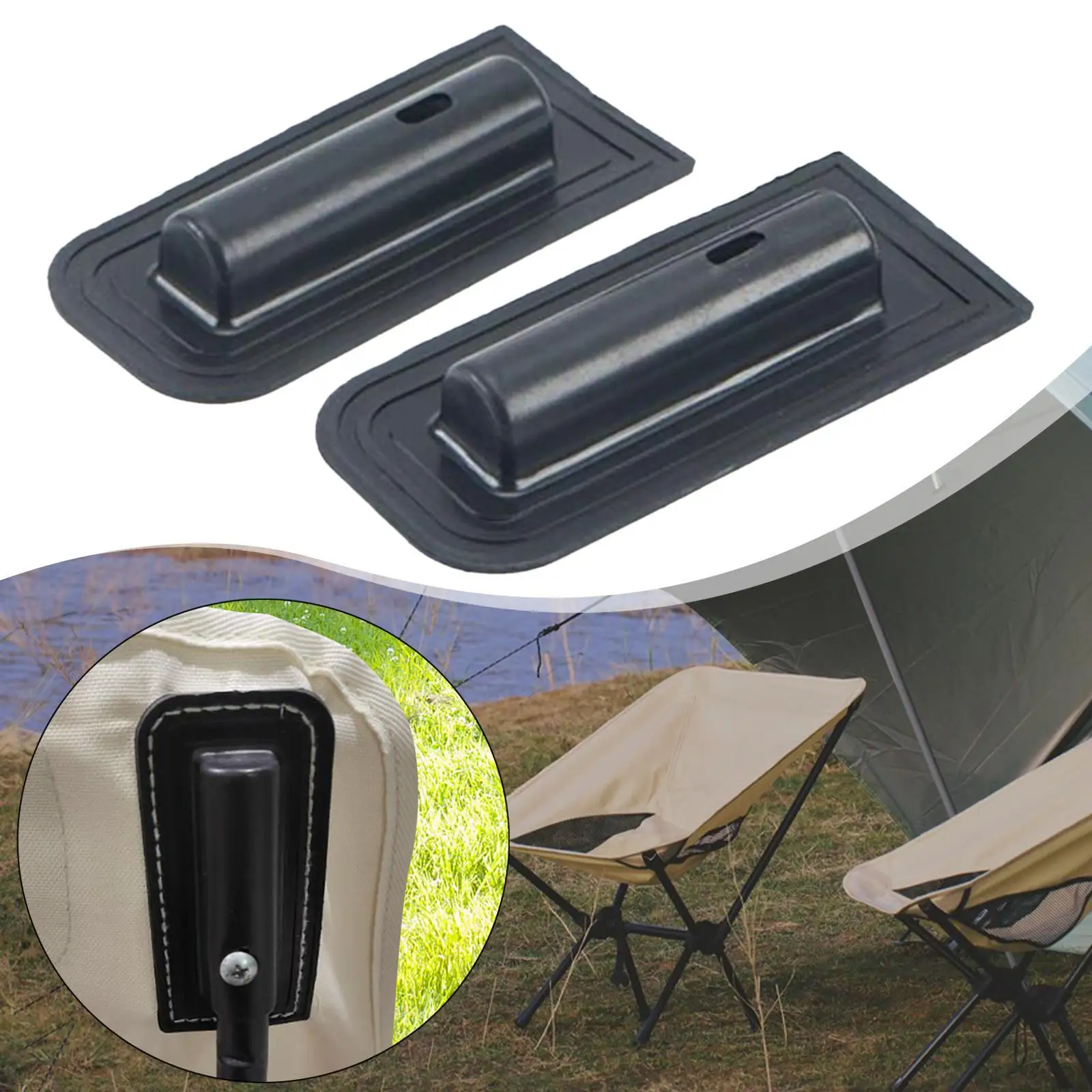 2x Camping Chair Backrest Tube Cover Replacements Parts for Chair Repair Protection Guard Reusable Connector for Beach Patio