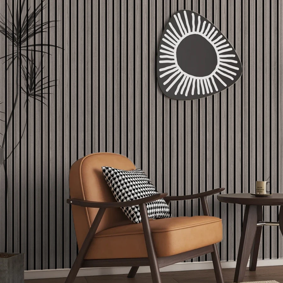 Yellow Gray Striped Wallpaper Imitation Grid Striped Self-adhesive Paper Furniture Renovation Living Room Dining Room Wallpaper