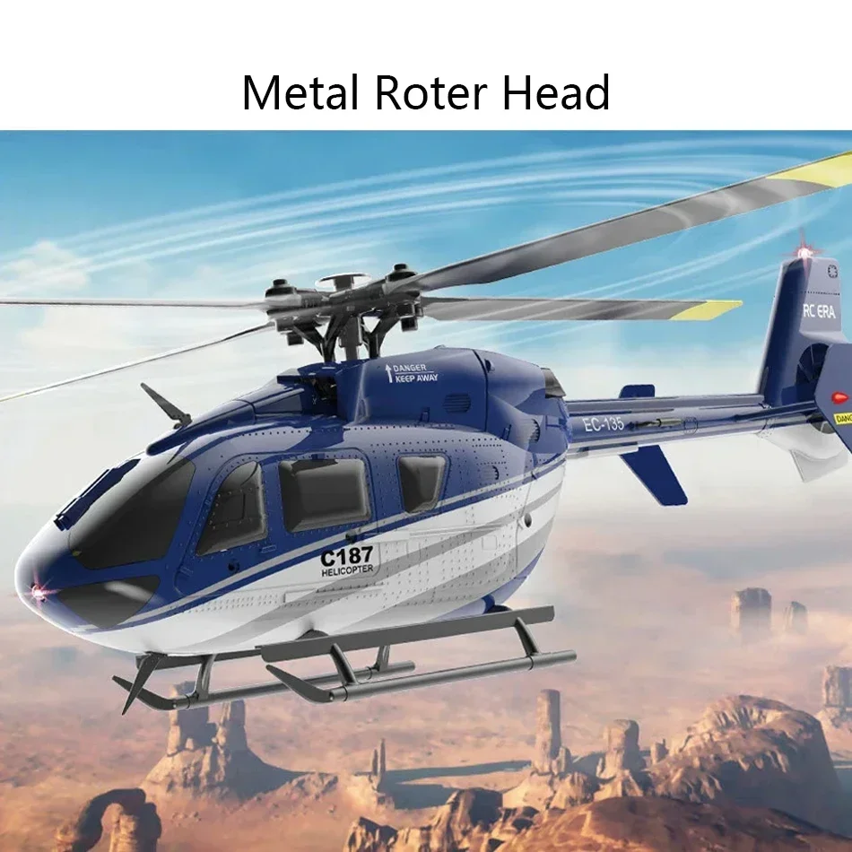 RC ERA C187 Pro EC135 Scaled 1:48 RC Helicopter 4CH 6-Axis Gyro Flybarless Metal Roter Head Remote Control Hobby Toys -RTF