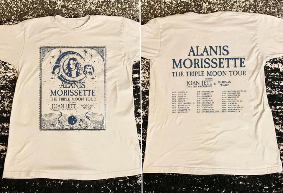 Alanis Morissette The Triple Moon Tour 2024 White T-Shirt Gift Fans Music S-5XL