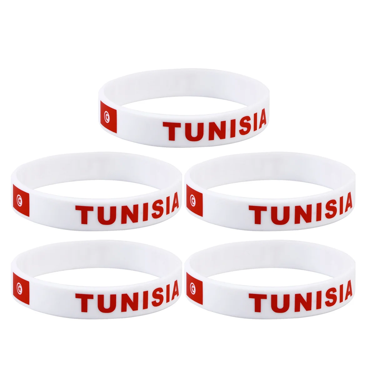 

5pcs Eco-Friendly Silicone Wristbands Flag Printed For Sports Fans Outdoor Games National Support Bracelet Rubber Band
