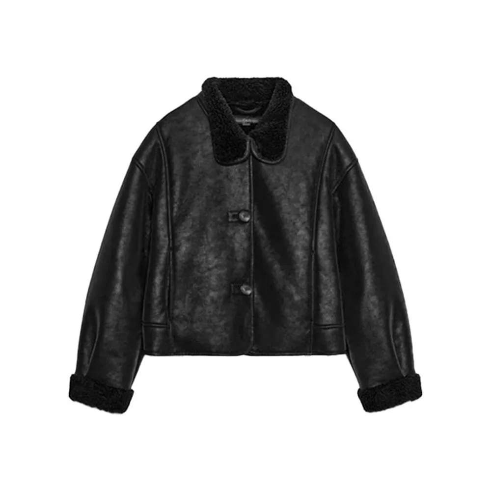 

Зимняя новая женская одежда, высококачественная меховая двусторонняя куртка с замшевым эффектом и высоким воротником, куртка