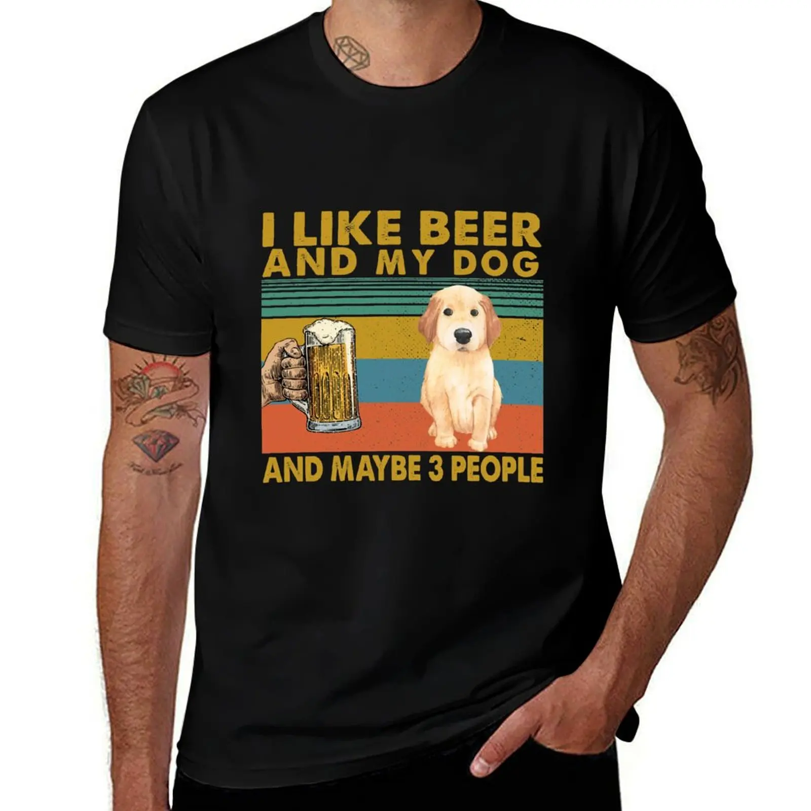 

I Like Beer & My Dogs & Maybe 3 People Funny Hunter Drinker T-Shirt man t shirt designer man t shirt summer T-shirt