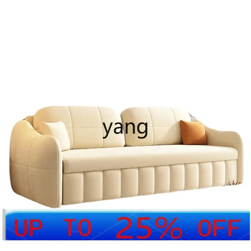 LMMCream Sofa Bed Foldable Dual-Purpose Multifunctional Retractable Bed Double Storage Cat Scratch Leather Sofa