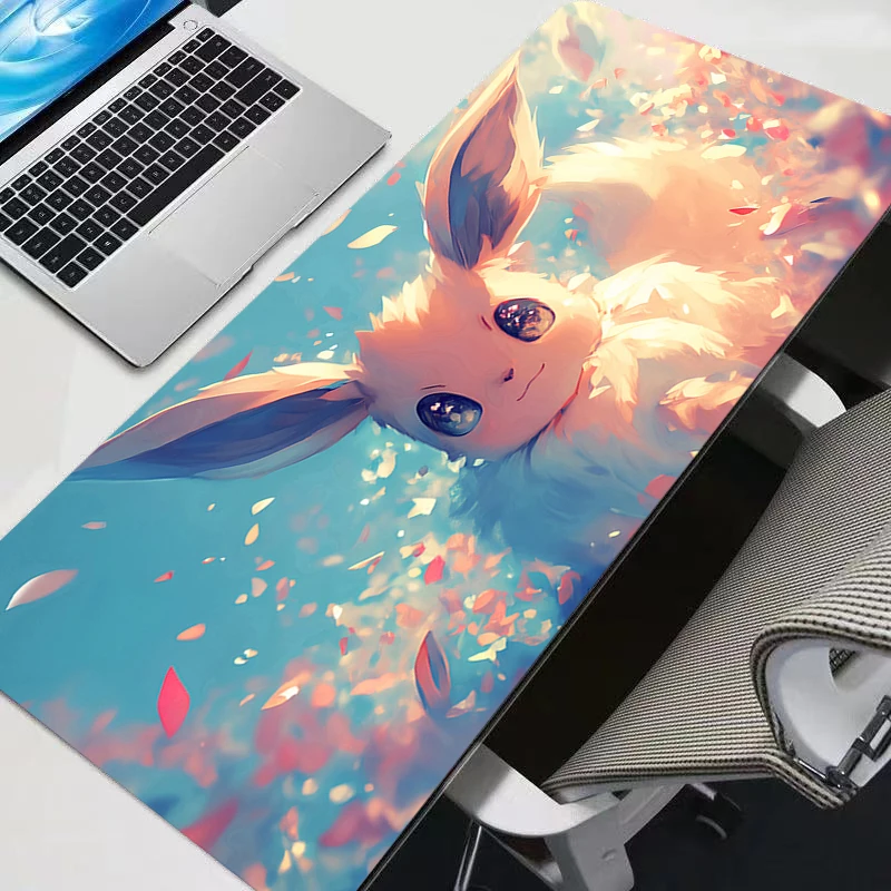 Large Gaming Mouse Pad Anime PC Computer Pokemon Pikachu Eevee Gamer Desk Mat For CS GO LOL XXL Laptop Kawaii Mousepad