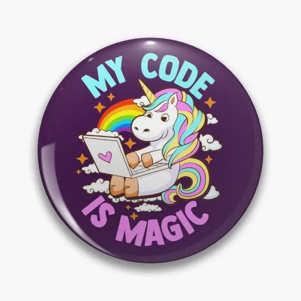 Cute Unicorn Coder Code Programmer Compu  Soft Button Pin Jewelry Clothes Gift Cute Decor Creative Funny Lover Fashion Metal