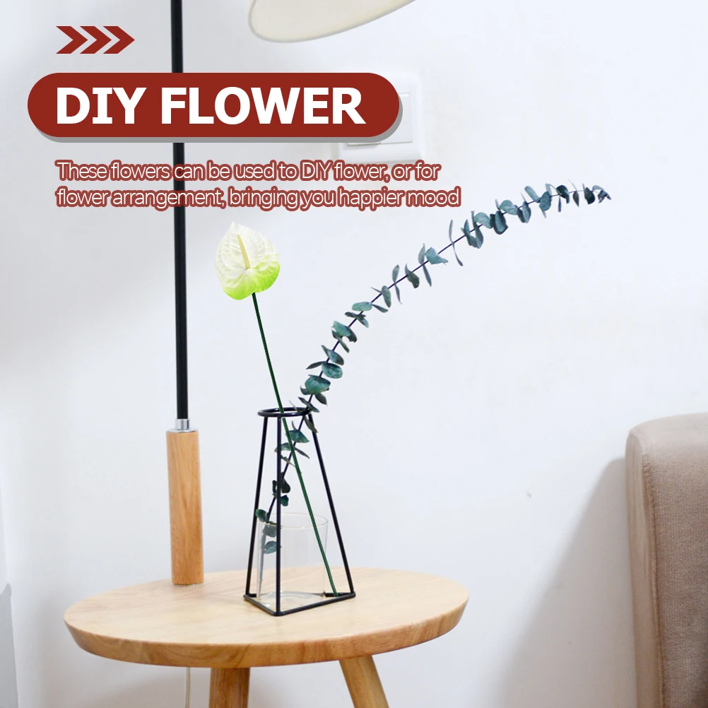 

6pcs Anthurium Plants Realistic Red White Flowers Decor for Home Wedding Artificial Anthurium Banquet DIY Arrangement