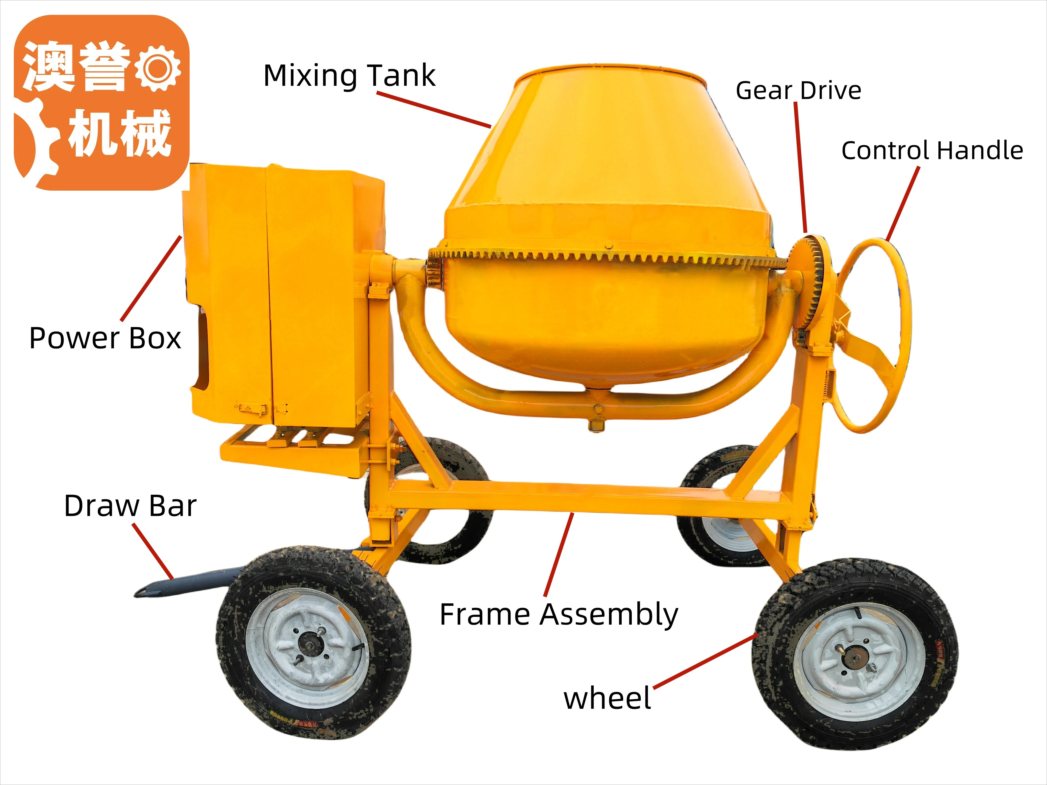 350/500L Mini Truck Concrete Mixer 3 Cubic Meter With Four Wheels Electric PowerEngine Concrete Cement Mixer