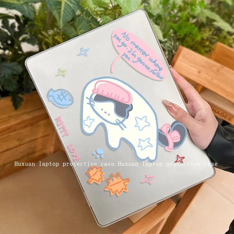 Cute Clear Kitten Case for Macbook Air Air 13.6 15 M5 M1 Pro 14 M4 M3 16 M2 Mac Crystal Clear Cover A2681 A3113 A2442 A2941 Slim