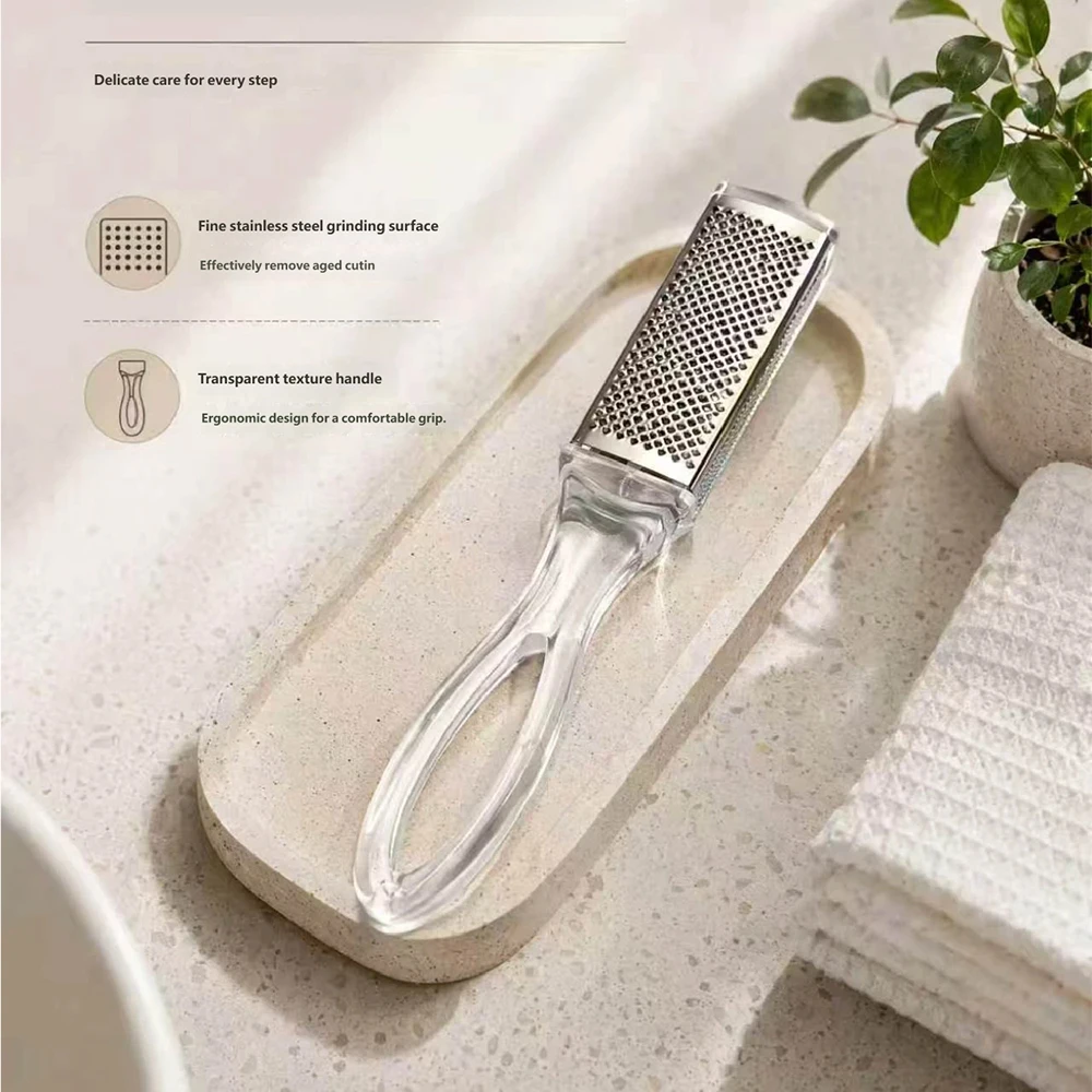 25Pcs Foot Scrubber Pedicure Tool Foot Dead Skin Remove Stainless Steel Foot Rasp Clear Plastic Handle Grated Feet Anti-calluses