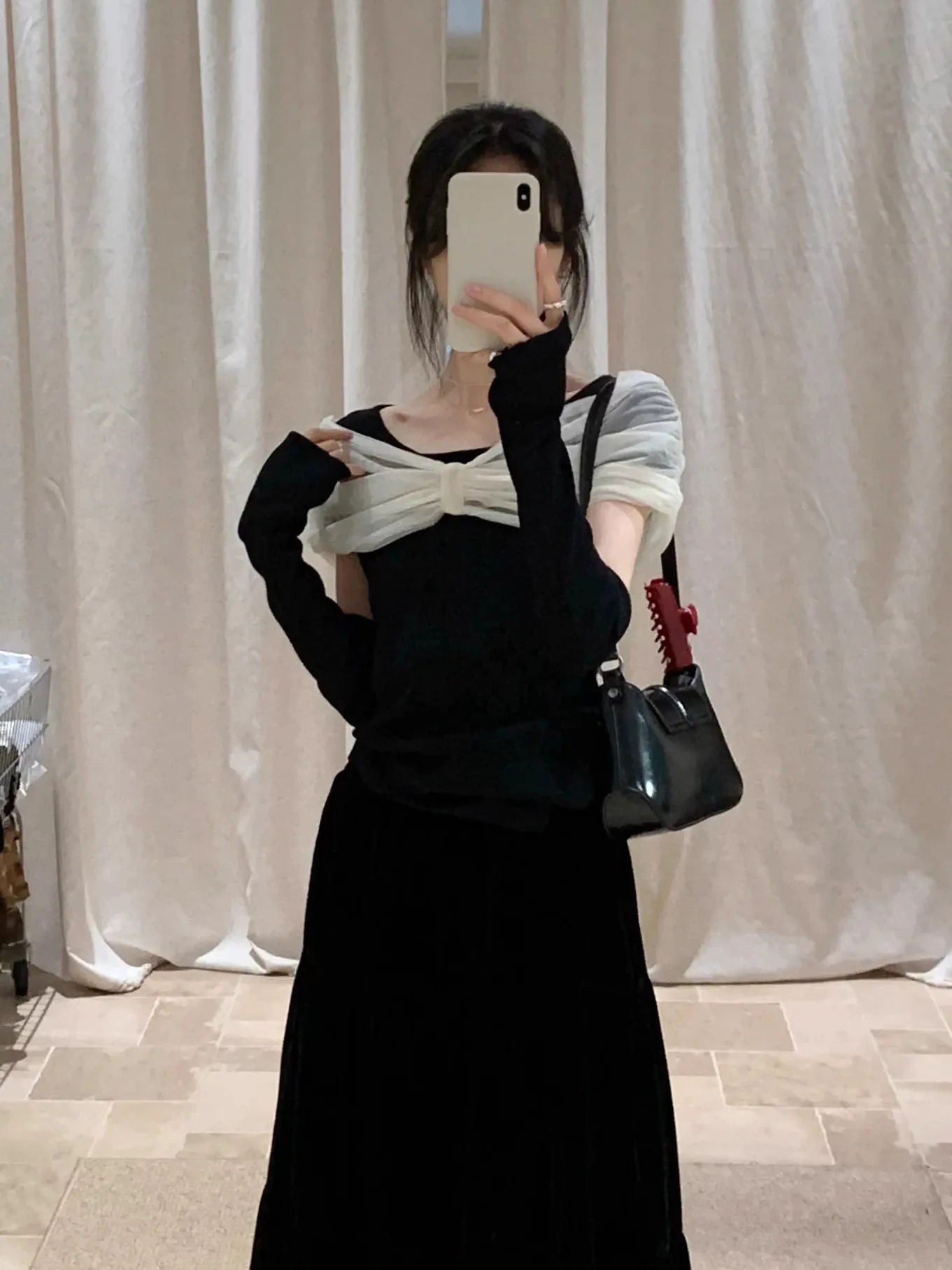 

Elegant Soft Mesh Shawl Knitted Top Women's Atmosphere Sensation Gentle Fashionable French Style Knot Sweater
