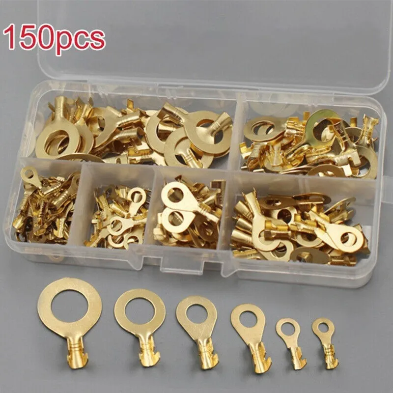 M3/M4/M5/M6/M8/M10 Ring Lugs Eyes Copper Crimp Terminals Cable Lug Wire Connector Non-insulated Assortment Kit