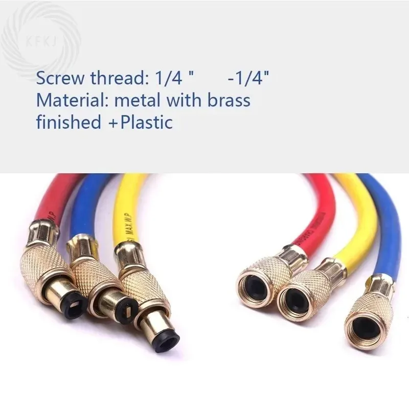 A Set Charging Hose Tube Kit Hose Low Loss Fittings 0.9M-3M AC for R134A R12 R22 Refrigerant Air Conditioning Manifold Gauge