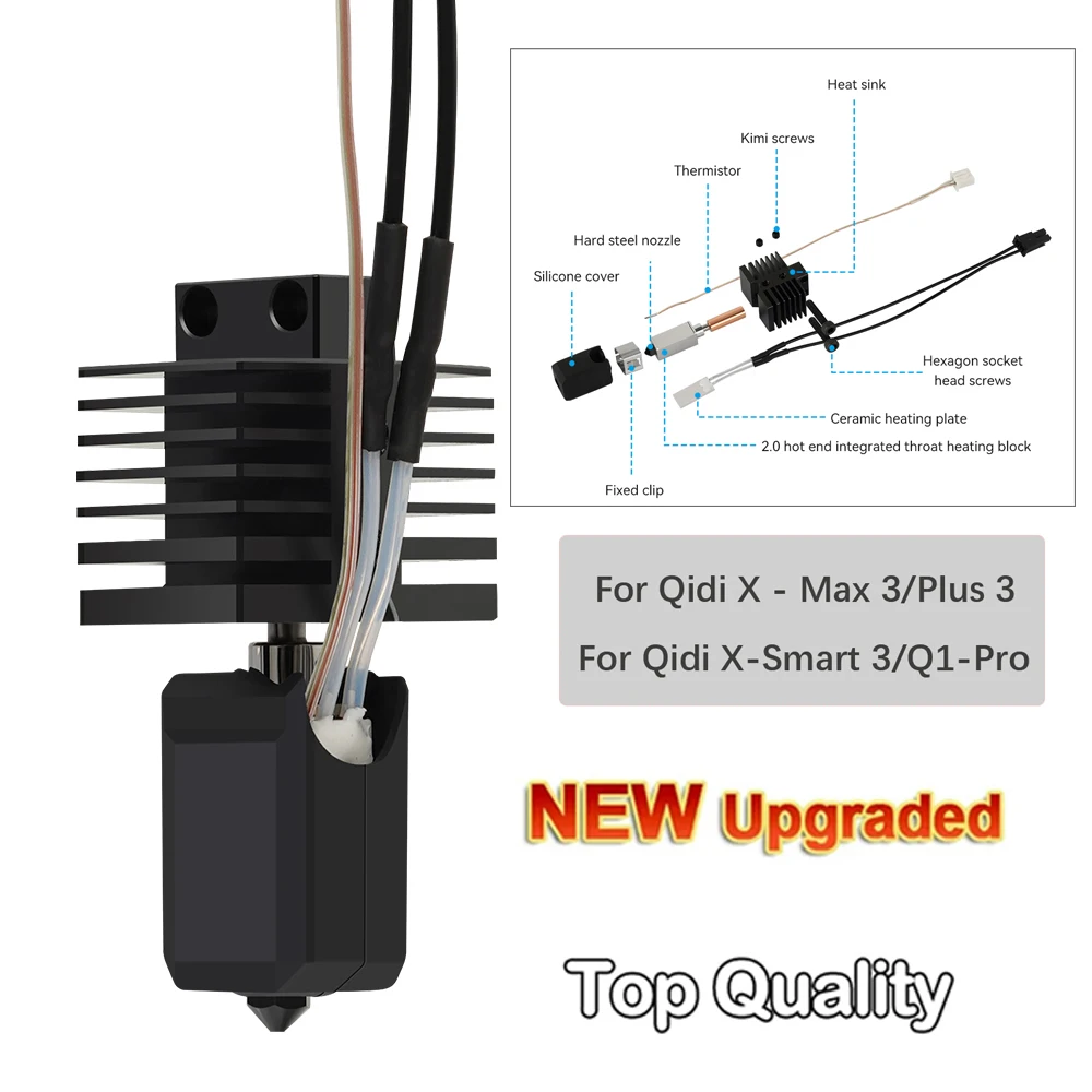 

Модернизированный комплект хотэнда для Qidi X plus 3 / X max 3 / X smart 3 / Q1 Pro: керамический нагревательный стержень и печатающая головка для 3D-принтеров QIDI