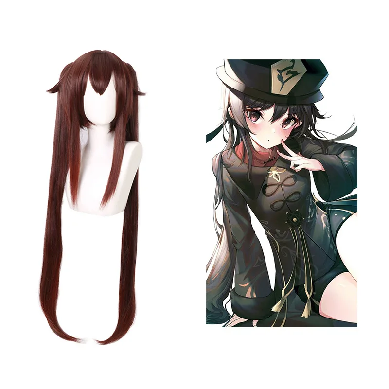 Genshin Impact Hu Tao Cosplay Wig, Brown-black Face-framing Style Cosplay Wig, Game And Anime Wig