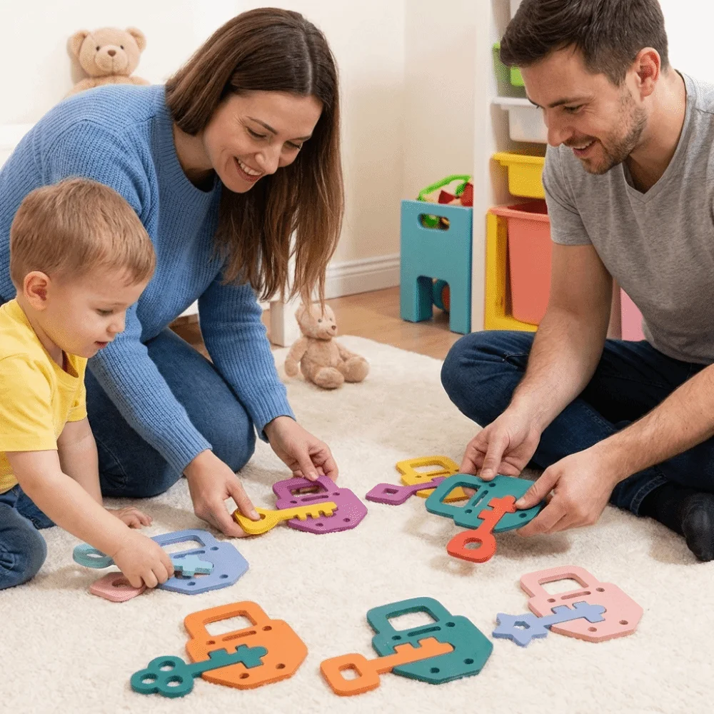 

Wooden Locks Keys Baby Lock Key Matching Puzzle Shape Matching Colors Cognitive Fine Motor Skills Training Toy Matching Puzzle