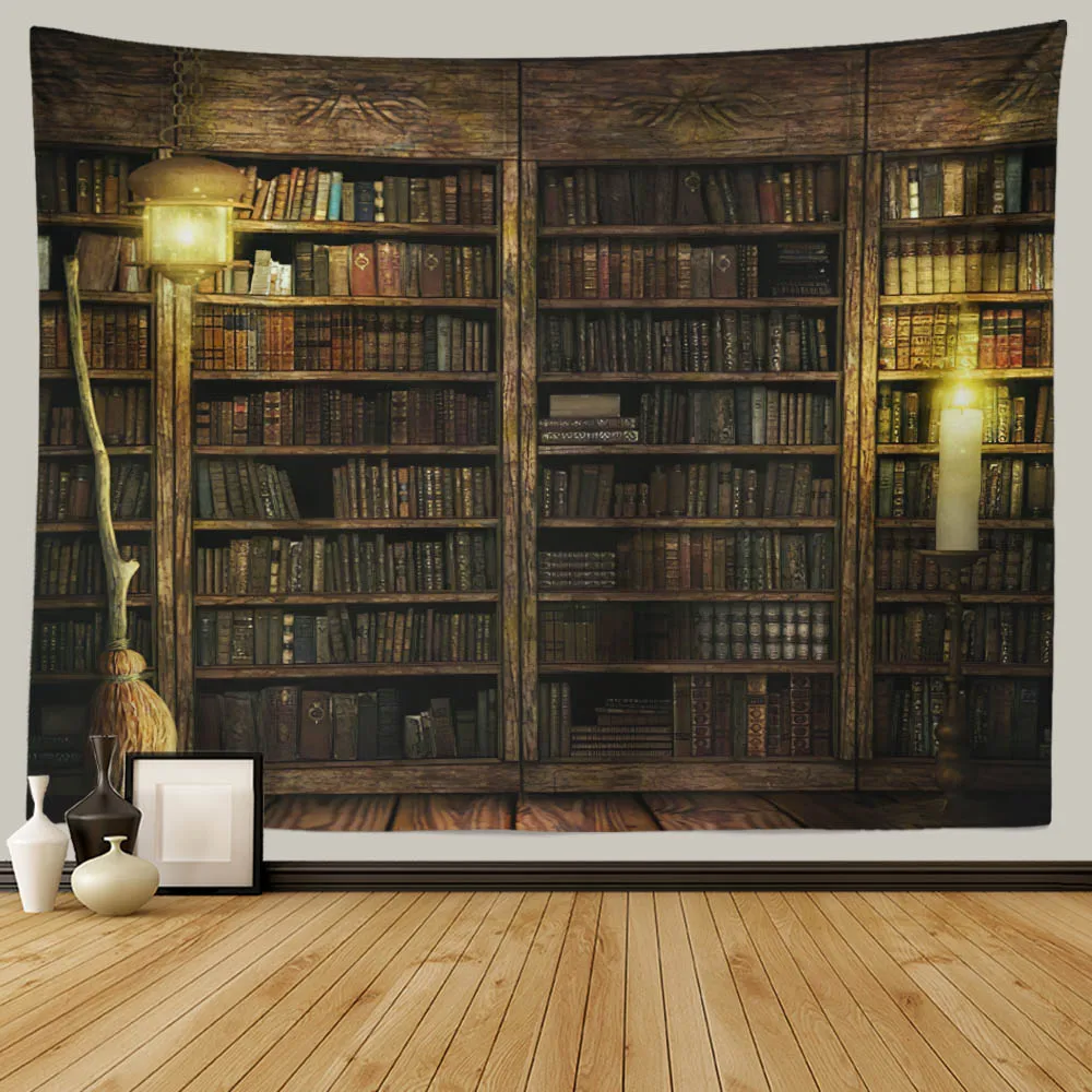 Home Decor Magic Vintage Bookshelf Tapestry  Bedspread  Wall  Bohemian Witchcraft Bedroom  230x180cm