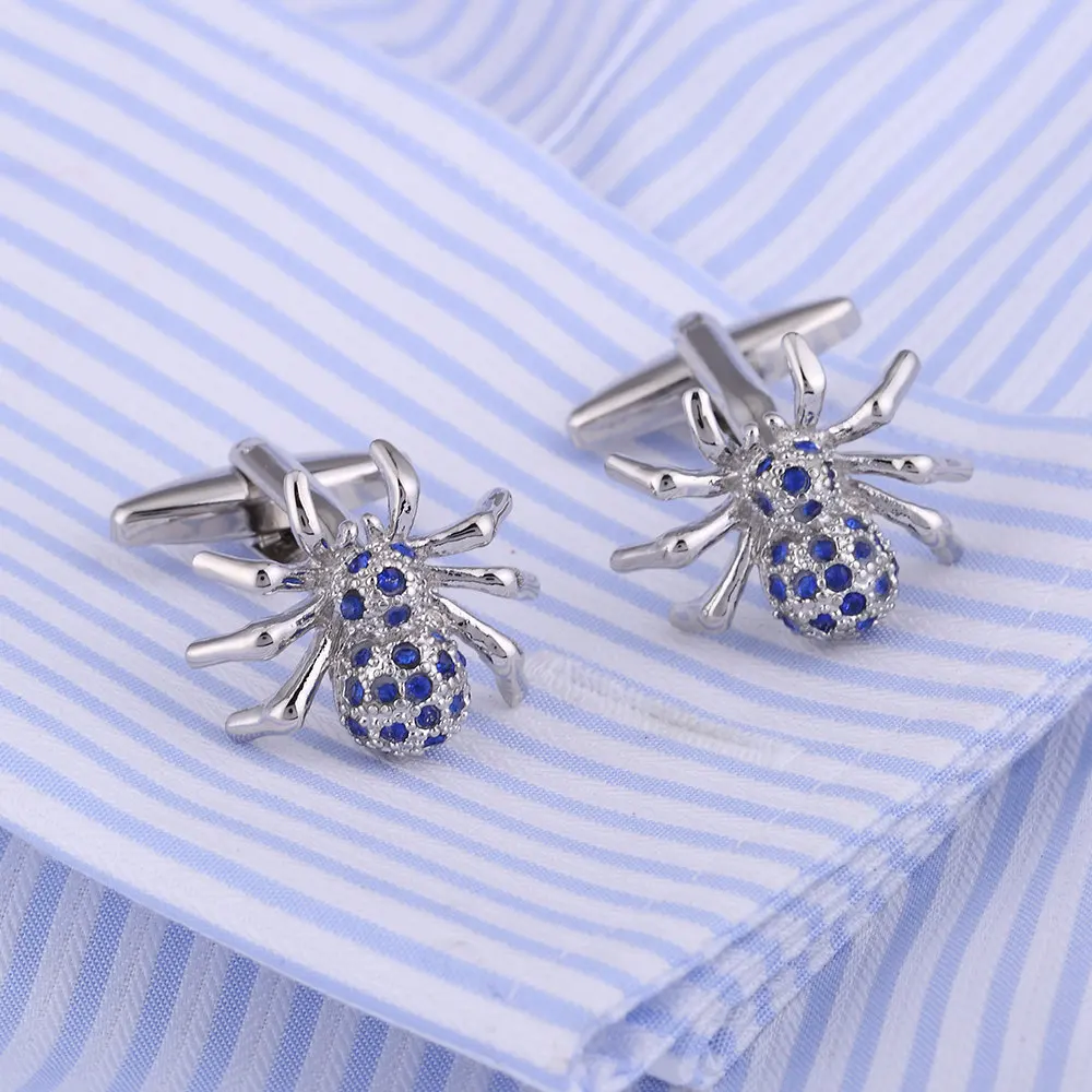 VAGULA Cufflinks Top Luxury Brand Button Bonito Gemelos Blue Crystal Spider-Design Cuff links 207
