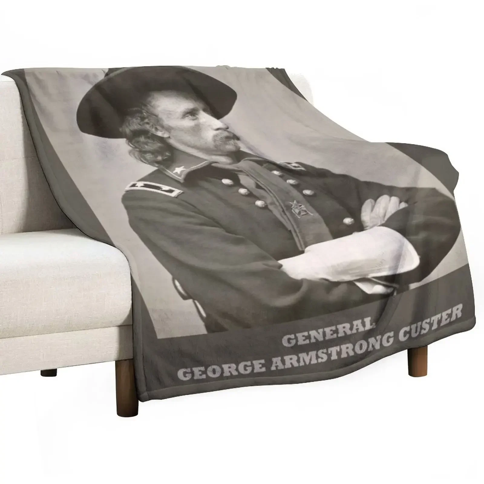 

New General George Armstrong Custer Throw Blanket warm for winter Flannel Fabric Thermal Blankets