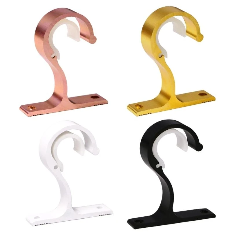 Aluminum Alloy Curtain Rod Brackets Adjustable Rod Holder for Curtains or Wardrobes Pack