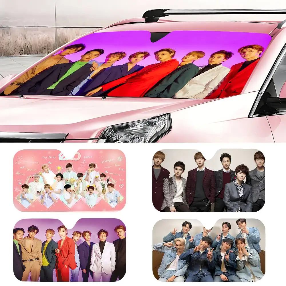 

Korean Group E-EXO-CBX Windshield Sunshade Customized Aluminium Foil Car Window Windscreen Cover Sunscreen Curtain