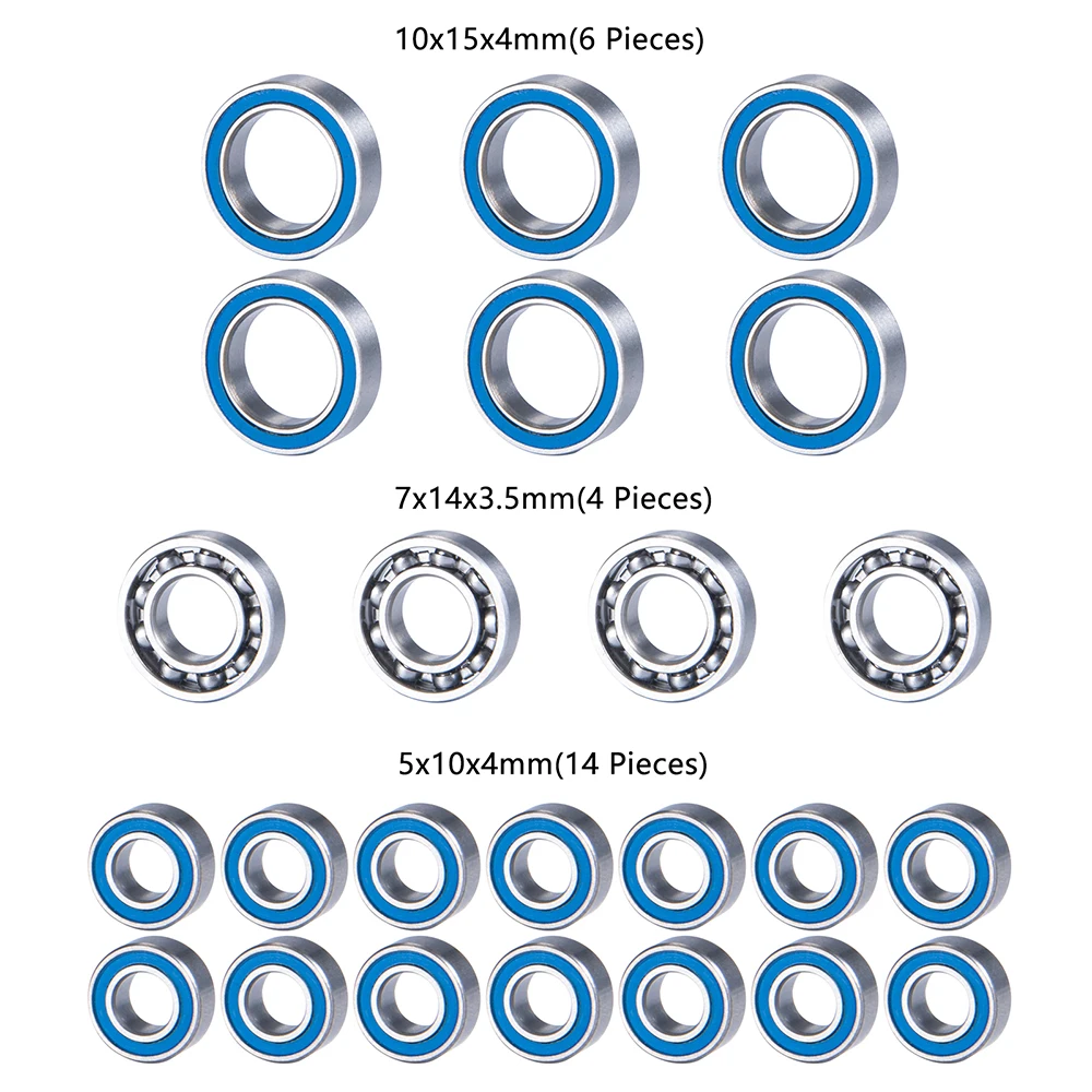 AXSPEED 24PCS Complete Bearings Kit for Element RC Enduro Sendero RTR Blue Ball Bearing Upgrade Parts