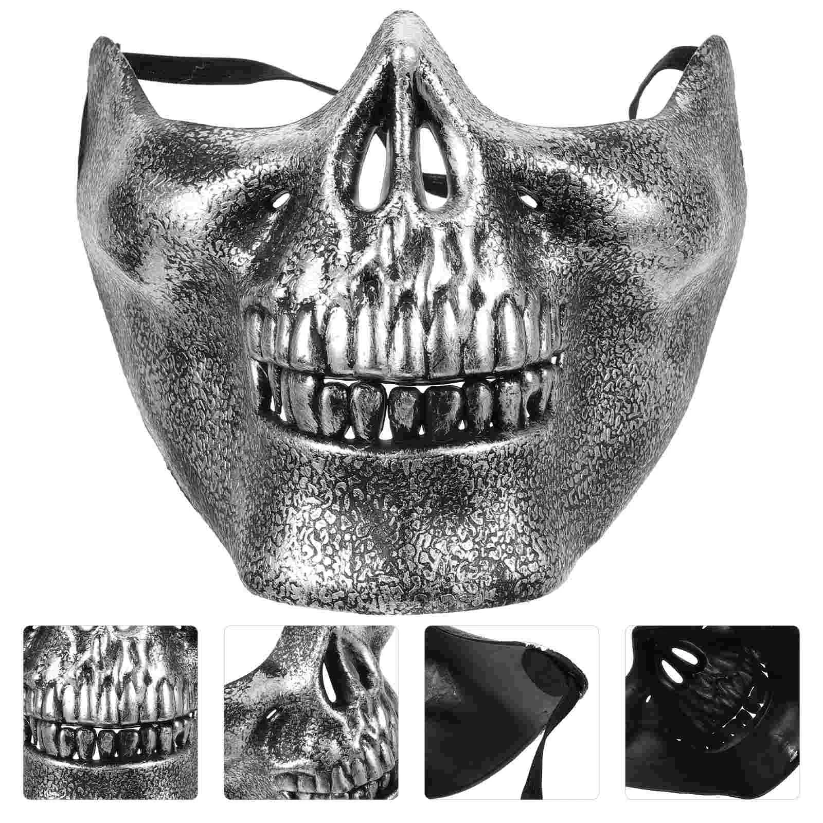 Skull Masks Halloween Zombie Style Scary Mouth Masquerade Unisex Half Face Universal Men and Women