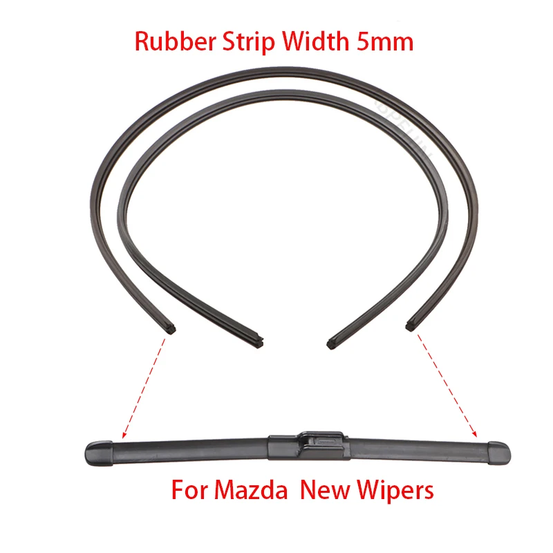 Car Wiper Rubber Strip para Mazda 3, Refill Front Windscreen Wipers, Wipers Acessórios, 1Set