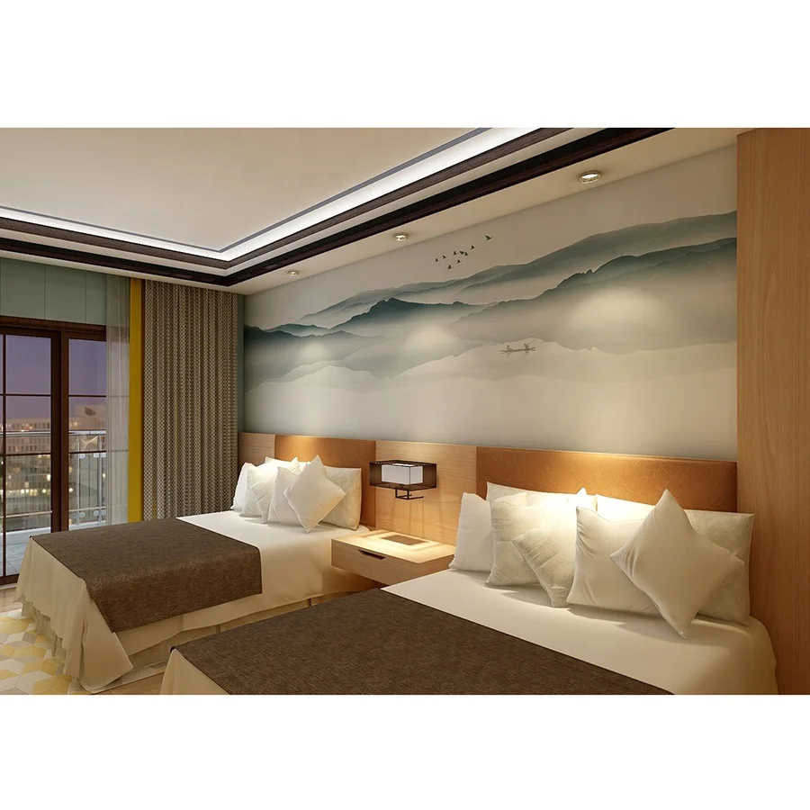 Bespoke Commercial Grade 3-4 Star Hotel Guestroom Furniture Set Heavy Duty HPL Furniture
