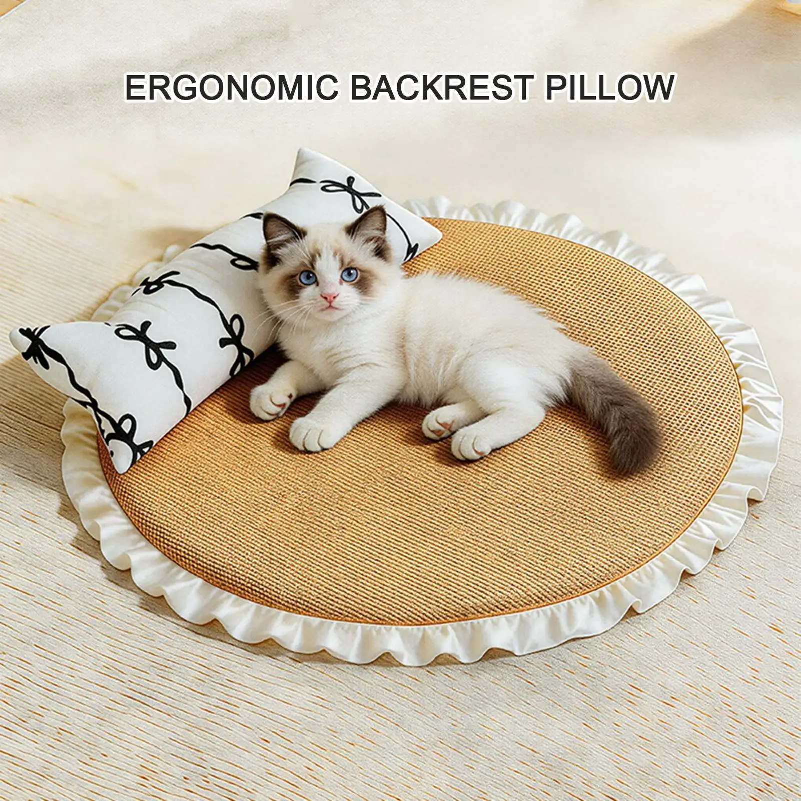 冷却キャットマット-睡眠用取り外し可能パッド-枕付き-猫用冷却パッド-家庭用玄関床-家用-夏-キャンプ-睡眠用-子猫用
