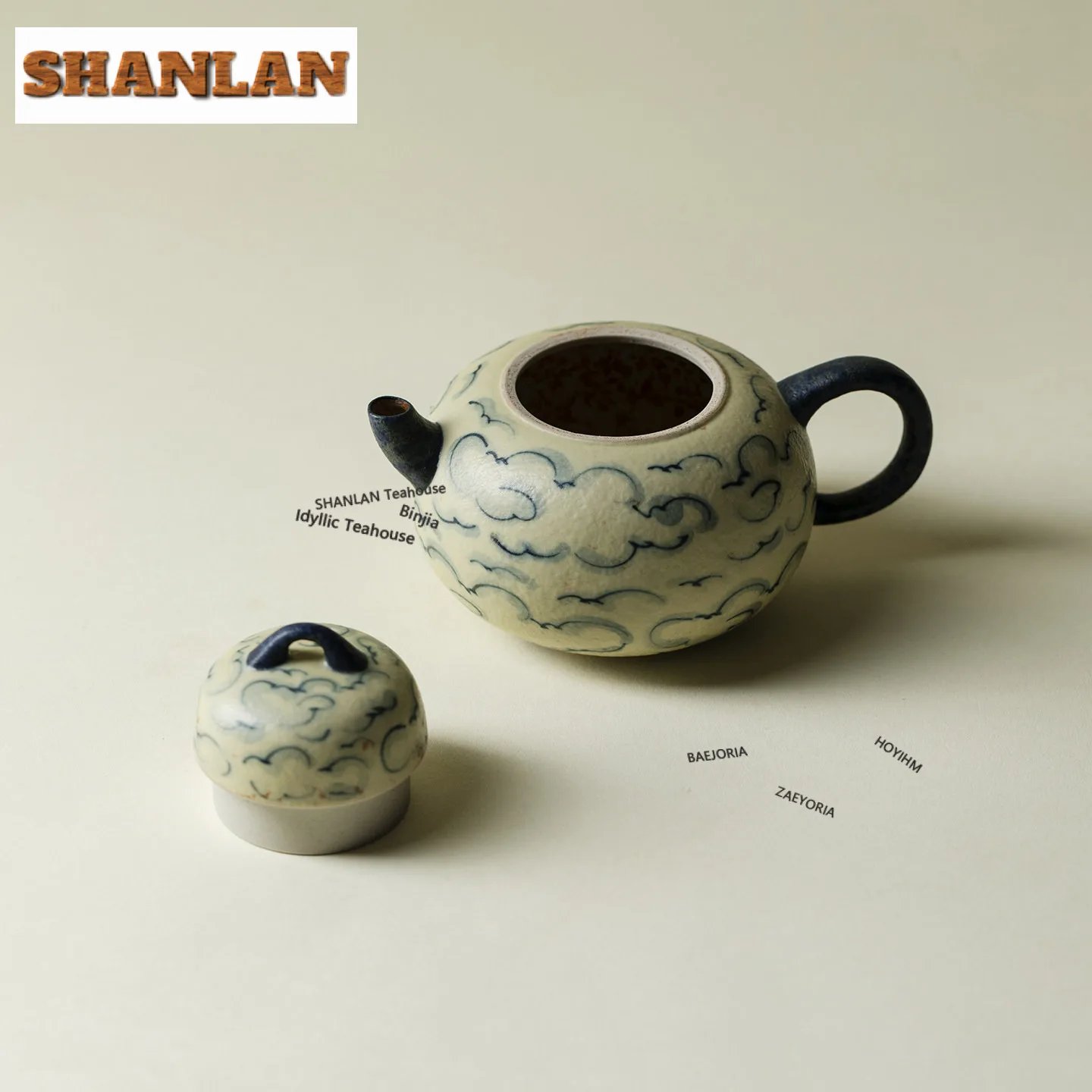 100ml Hand-painted Auspicious Cloud Teapot Elegant Tea Infuser Pot Tea Soaking Kettle With Strainer Dahongpao For Tea Ornaments
