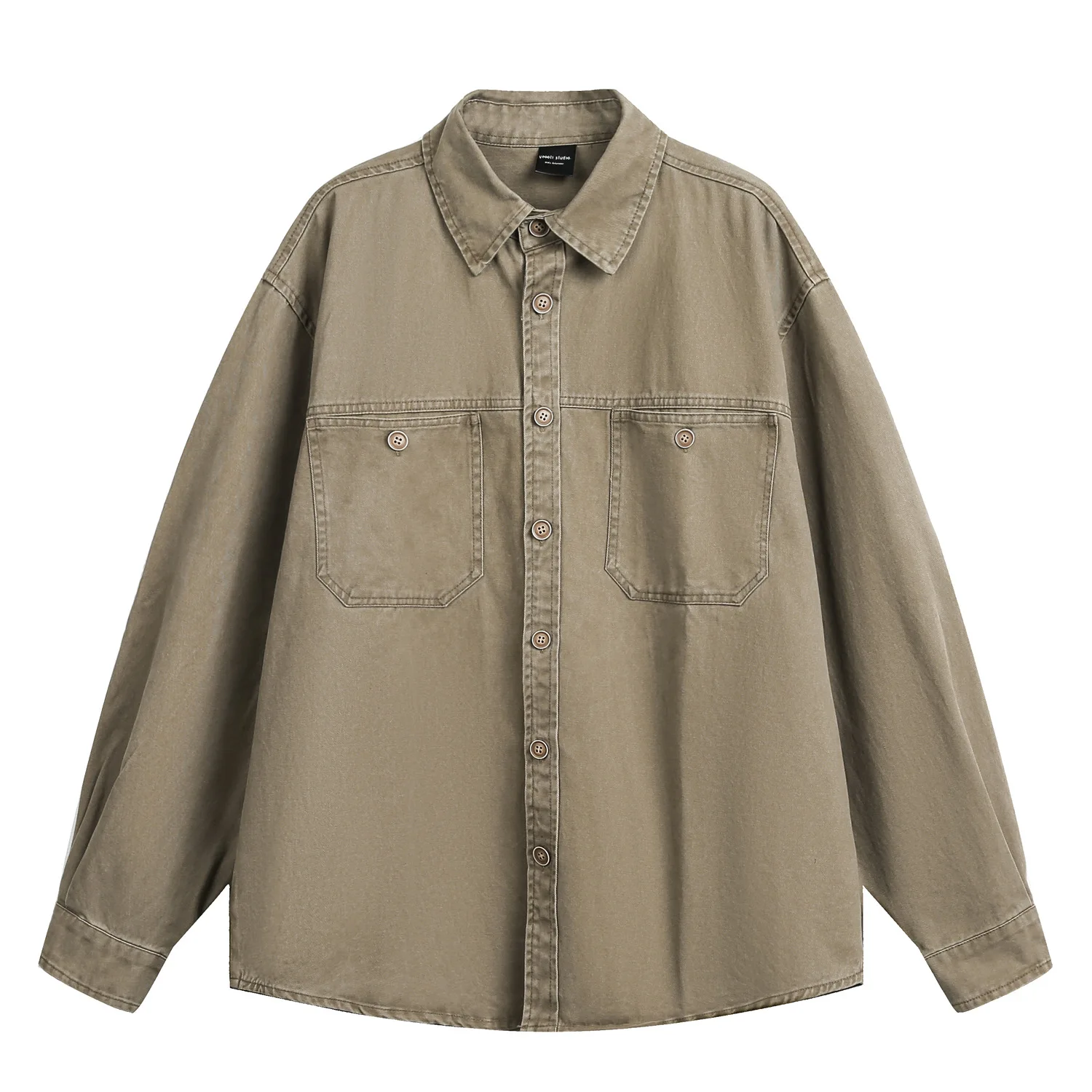 

Pure Cotton Shirts for Men Spring Autumn Vintage Amekaji Long Sleeve Solid Color Blouse Pocket Work Wear Casual Men's Clothing