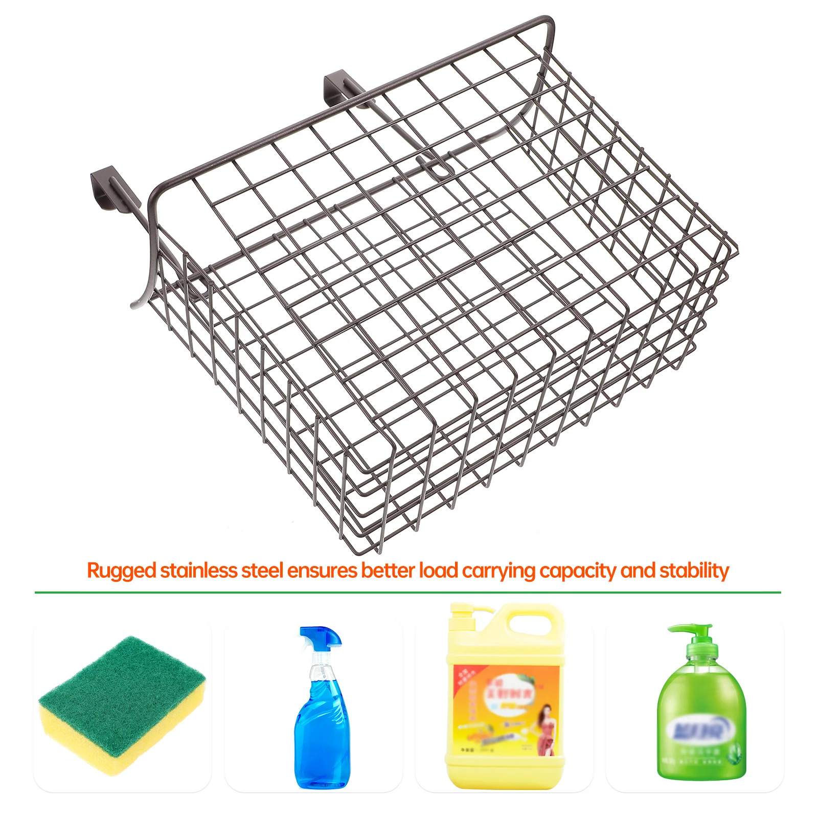 

1Pcs Creative Hanging Storage Basket Black Iron Wire Cabinet Door Rack for Kitchen Fruit Snack Vegetable Organizer Holder