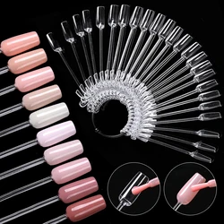 1 Set Clear Nature False Nail Tips Oval Fan Display Acrylic Fake Nail Tips For Acrylic UV Gel Polish Stand Tips Practice Tool