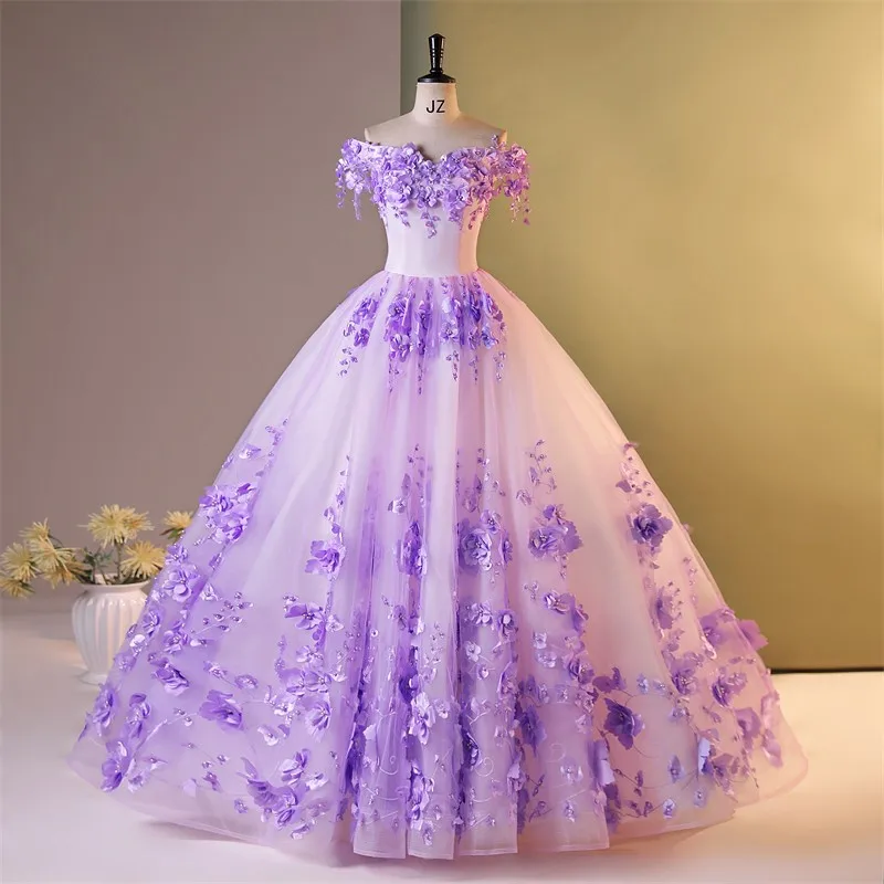 Luxury Party Dress 2024 New Sweet Flower Formal Gown Elegantcourt Train Boat Neck Bespoke Occasion Dresses Prom Dresses