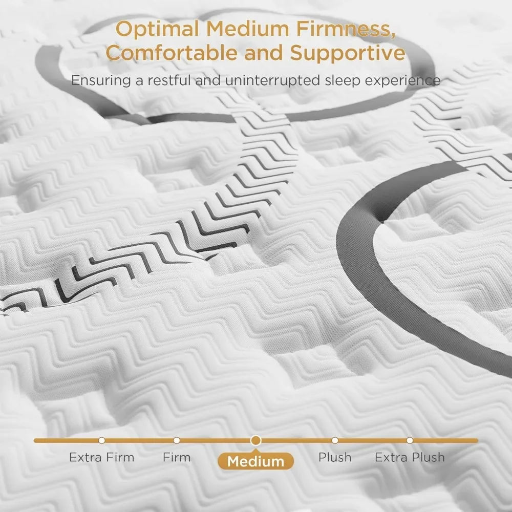 12 Inch Queen Size Mattresses in a Box, Memory Foam Hybrid Mattress, with Individual Pocket Spring for Motion