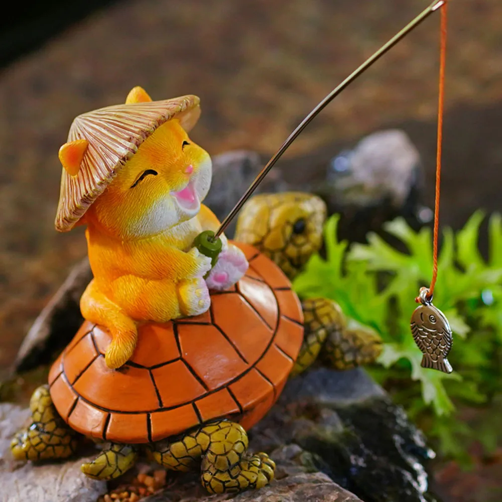 Creative Resin Kitten Sculpture Ornaments Outdoor Courtyard Landscaping Rockery Micro Landscape Crafts Garden Decoration