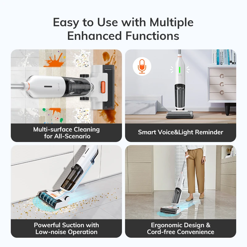 ILIFE W90 Cordless Wet Dry Vacuum Cleaner Mop, automatic floor suction washing machine self-cleaning smart home appliances