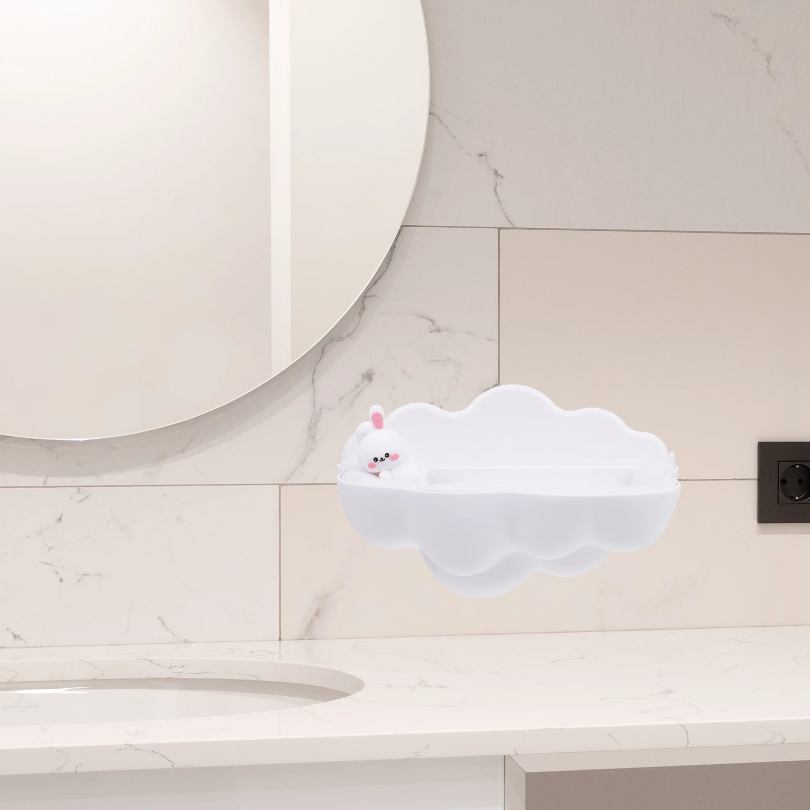 

Cartoon Cloud Holder Wall Mounted Abs Draining Soap Tray For Bathroom Kitchen Tile Draining Soap Storage Box Glass Wood Surface