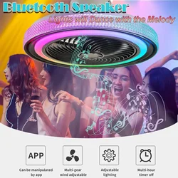 51CM Ceiling Fan With Led Light Remote Control Smart Bluetooth Speaker Chandelier Sealing Fan Lamp Ventiliator For Home Lighting