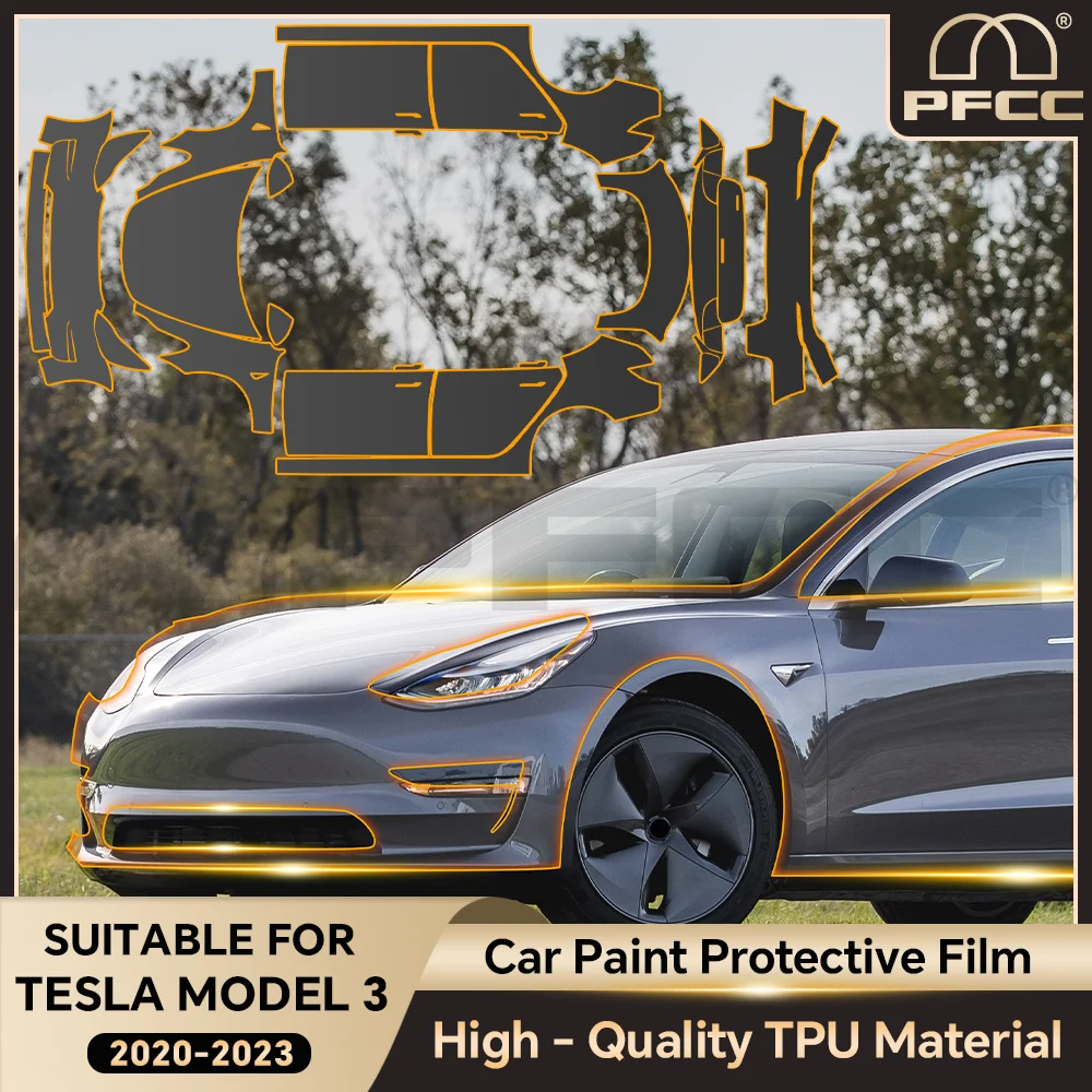 

Pre Cut Car Clear TPU PPF Kit Transparent Sticker Auto Decoration PPF Paint Protection Film for Tesla Model 3 2020-2023 8.5thick